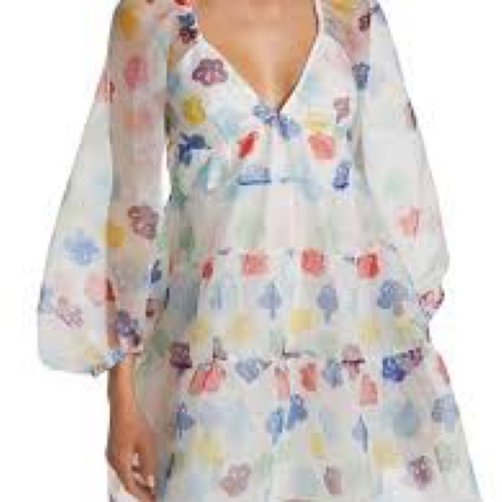 STAUD Meadow Tiered Chiffon Mini Dress